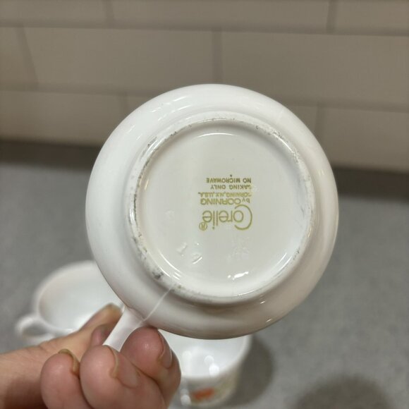 Corelle by Corning Wildflower set of 4 cups mugs Vintage Mid Century Orange - Picture 3 of 5